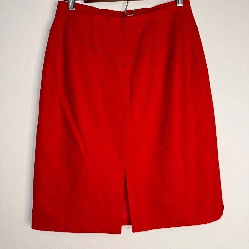 Harve Bernard Womens 6 Red Wool‎ Blend Vintage Bold Preppy Pencil Skirt